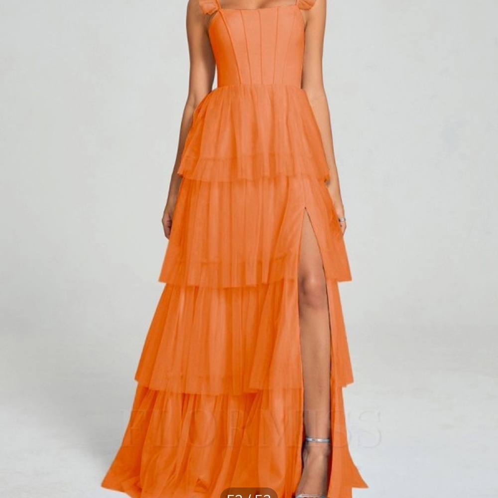 Elegant High-Low Orange Tiered Dress